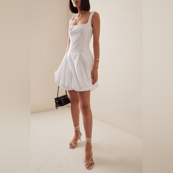 NWOT SIMKHAI Juni Bubble-Hem Cotton-Blend Corset Mini Dress white - Picture 4 of 14
